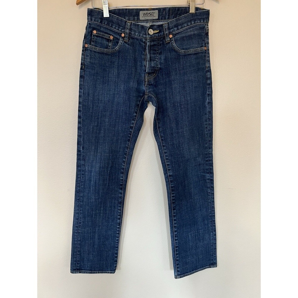 Men's WESC 366 Rinse Stretch Slim Cotton 5-Pocket Blue‎ Jeans Sz 29 Selvedge